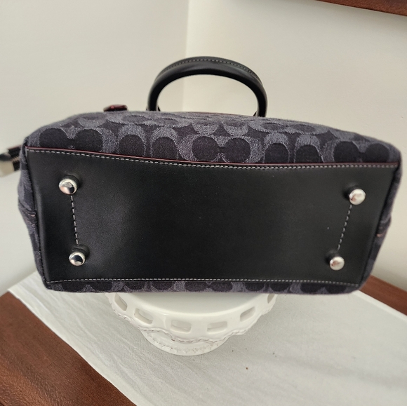 Coach Cara Satchel Signature Denim Black w/ Silver hardware NWOT - Picture 5 of 6